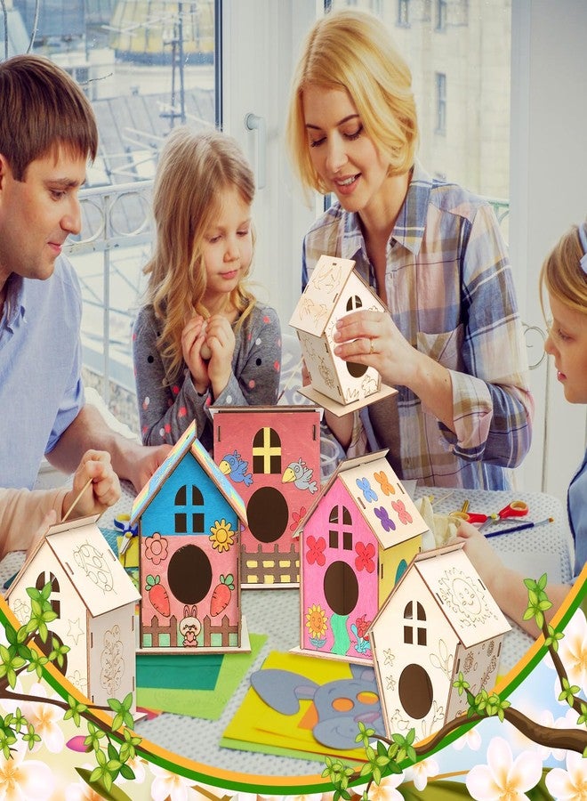 Qunclay 18pcs DIY Birdhouse Kit to Build and Paint Unfinished Wooden Bird House Wood Arts Craft with Colorful Painting Pens DIY Craft Project Kits for Spring Summer Party Favors - Image 5