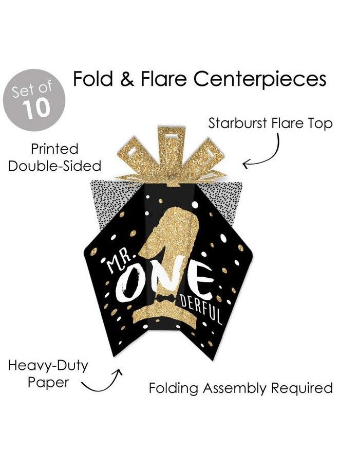 Big Dot of Happiness 1St Birthday Little Mr. Onederful Table Decorations Boy First Birthday Party Fold And Flare Centerpieces 10 Count  - Image 4