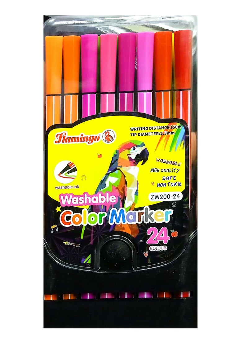 Flamingo 24 PIECES WASHABLE COLOUR MARKAR - Image 1
