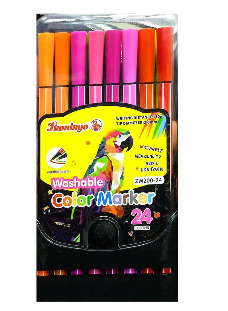 Flamingo 24 PIECES WASHABLE COLOUR MARKAR - Image 2