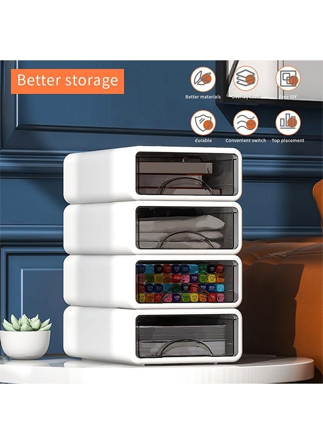 JCB CHIC - Stackable Desk Storage Drawers, Desktop Organizer with Drawers, Stackable Storage Box, Plastic Desk Storage Organizer for Home, Office, School, Makeup, Crafts, Bathroom(4 small ) - Image 1