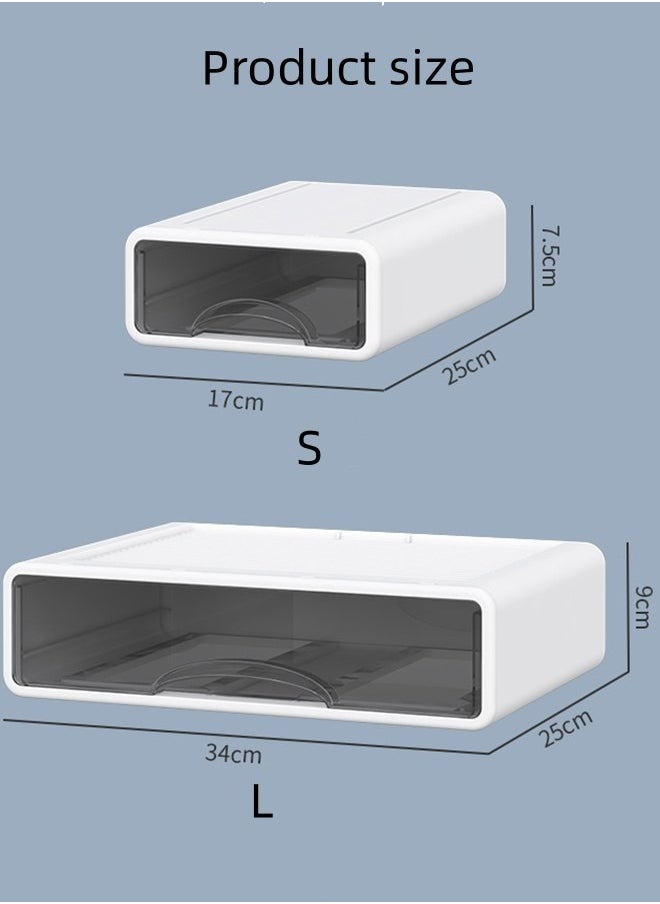 JCB CHIC - Stackable Desk Storage Drawers, Desktop Organizer with Drawers, Stackable Storage Box, Plastic Desk Storage Organizer for Home, Office, School, Makeup, Crafts, Bathroom(4 small ) - Image 1