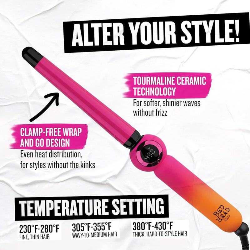 BED HEAD Rock N' Waver Digital Tapered Curling Wand | Natural-Looking, Textured Waves, (3/4-1 in) - Image 4