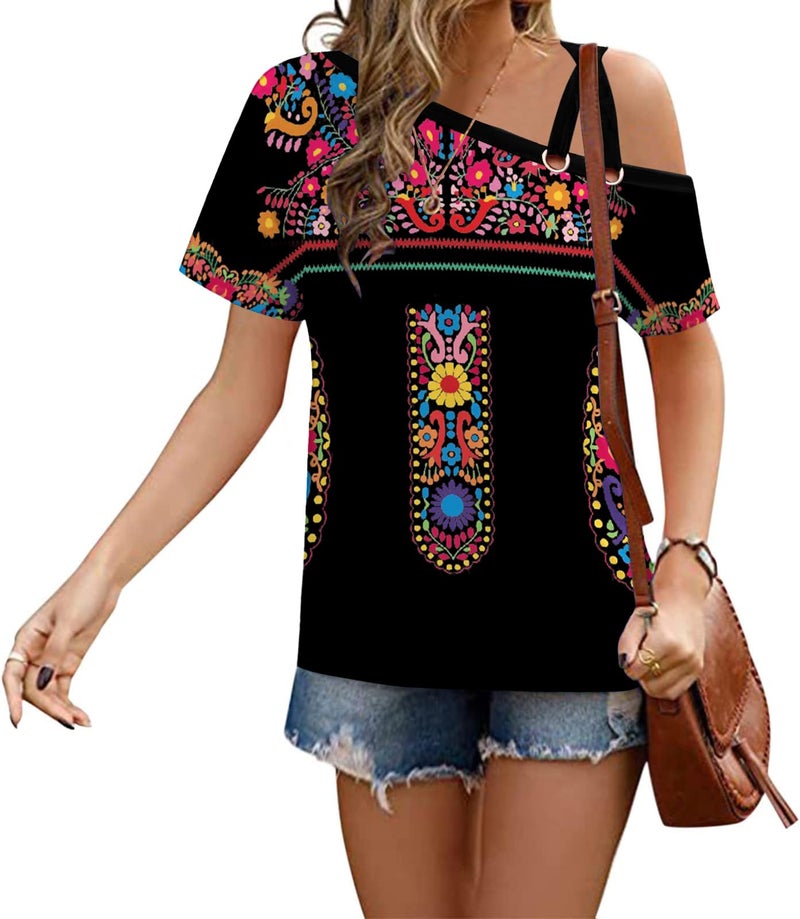 SAUKOLE Short Sleeve T Shirts for Women Sexy Criss-Cross Cold Shoulder Shirts Summer Casual Fashion Tops - Image 5