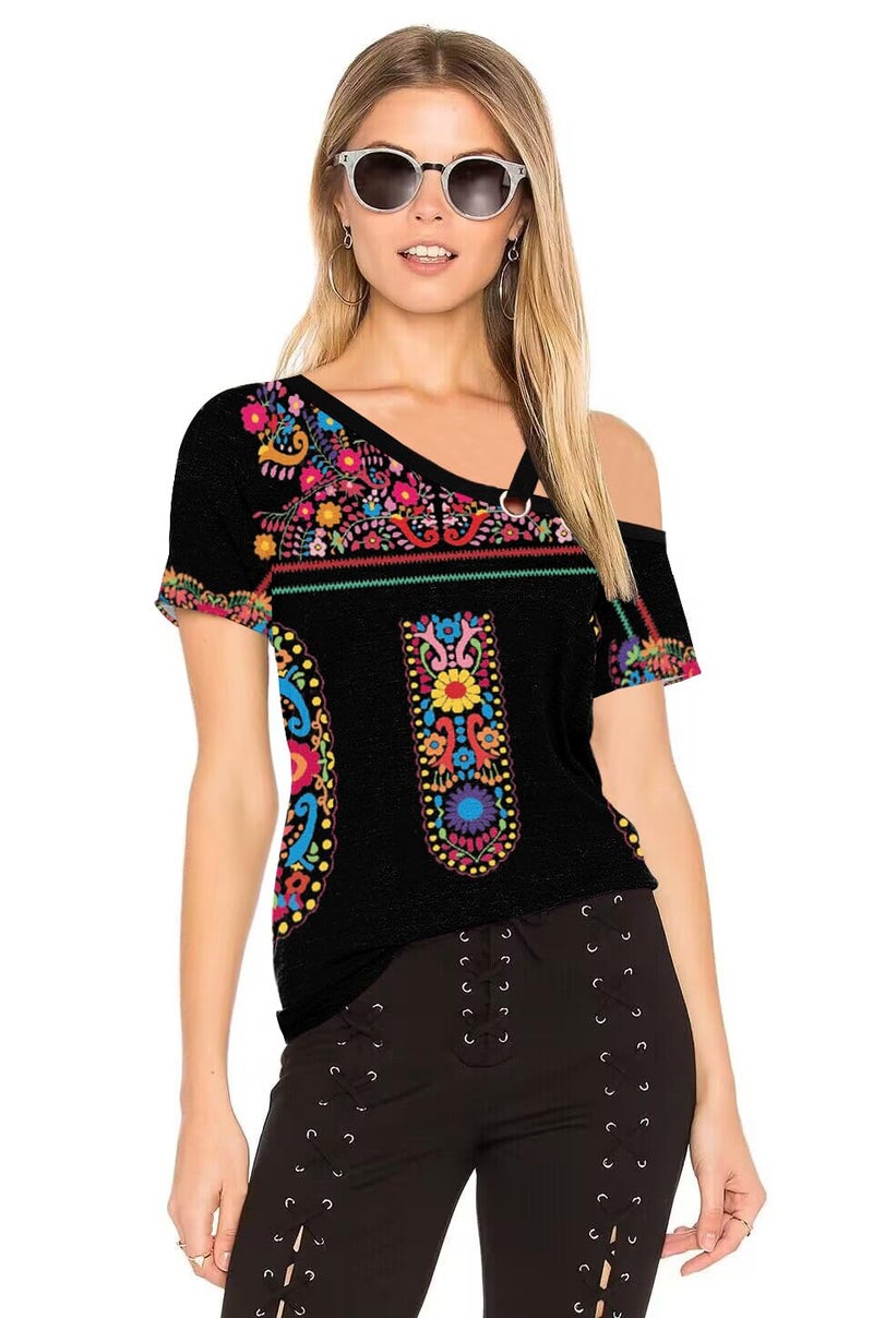 SAUKOLE Short Sleeve T Shirts for Women Sexy Criss-Cross Cold Shoulder Shirts Summer Casual Fashion Tops - Image 2