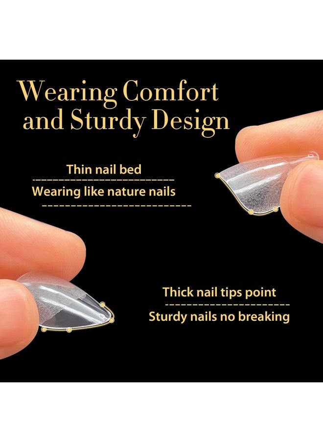 UNA GELLA Short Almond Nail Tips 600 Pcs Prefiled Soft Gel Full Cover Almond Nail Tips Press On Nails 12 Sizes Half Matte Clear Fake Almond Shaped Gel Nails For Nail Extension Home Diy Salon With Box  - Image 4