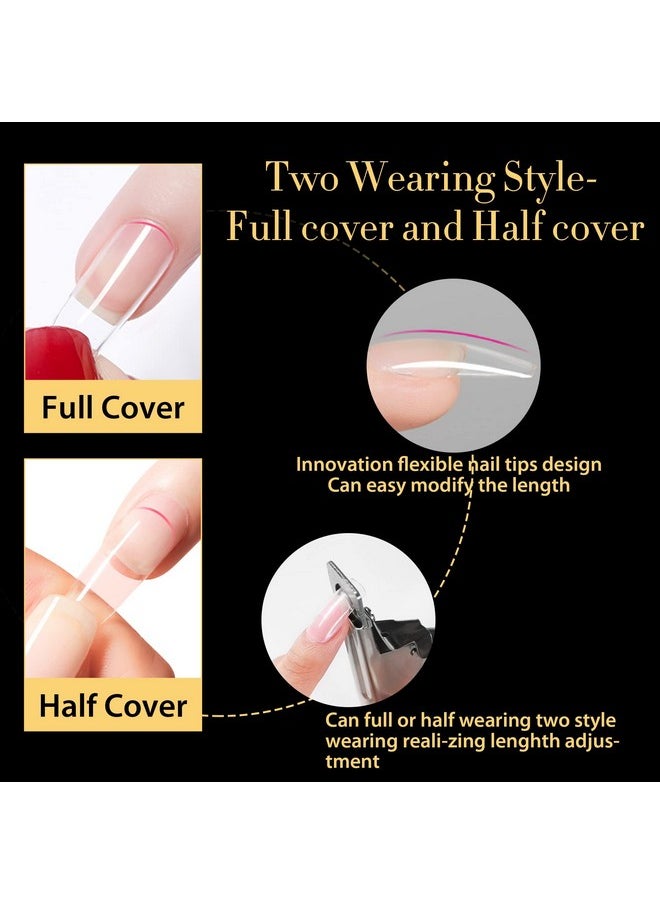 UNA GELLA Short Almond Nail Tips 600 Pcs Prefiled Soft Gel Full Cover Almond Nail Tips Press On Nails 12 Sizes Half Matte Clear Fake Almond Shaped Gel Nails For Nail Extension Home Diy Salon With Box  - Image 5