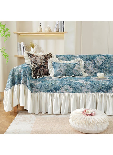 American Jacquard Sofa Cover Pastoral Non-slip Cushion ink flowers