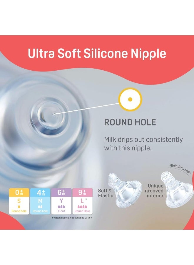 pigeon Flexible Glass Nursing/Feeding Bottle with Added Nipple M, for 4+ Month Babies, Borosilicate Nursing/Feeding Bottle for Babies, BPA Free, BPS Free, Pink, 240 ml - Image 4