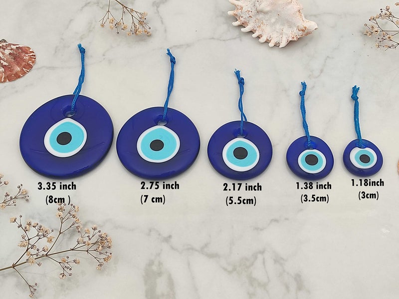 Candymosa Blue Evil Eye Hanging Ornament Set of 5 - Turkish Glass Nazar Home Protection Charm - Wall Decor for Housewarming, Blessing, Wedding & Engagement - Image 2