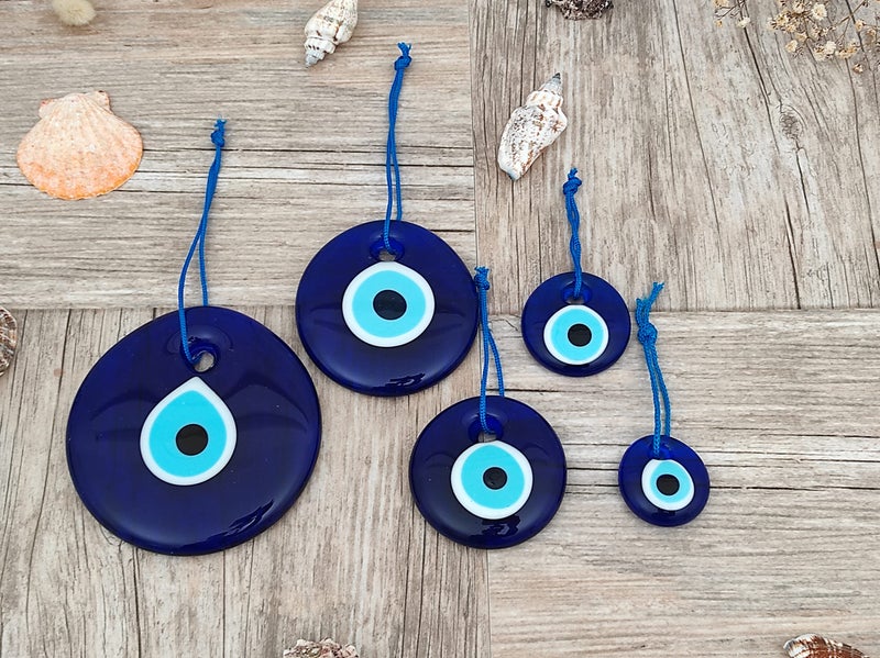Candymosa Blue Evil Eye Hanging Ornament Set of 5 - Turkish Glass Nazar Home Protection Charm - Wall Decor for Housewarming, Blessing, Wedding & Engagement - Image 4