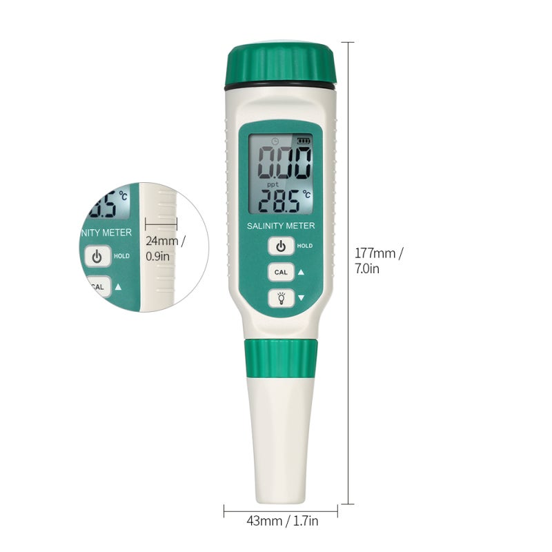 SMART SENSOR Portable Salinity Meter Handheld ATC Salinometer Halometer Salt Gauge Salty Brine Meter Seawater Salinity Refractometer Food Salinity Tester Meter with 0.00ppt-9.99ppt 10.0ppt-50ppt Measuring Range for Salt Water Pool Food Salt Aquarium - Image 4