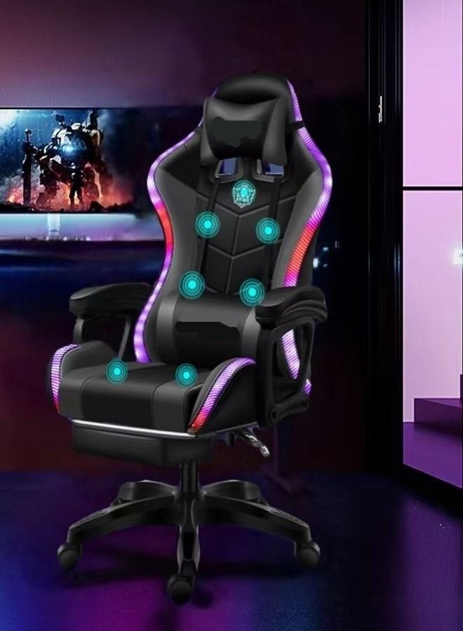 fashionhome High Quality Ergonomic Swivel Gaming and Office Chair with RGB Lights Speakers and Remote Adjustable Massage Recliner - Image 2