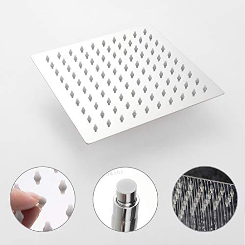 POP SANITARYWARE Single Function Shower Trim Kit with Rough-in Valve, Bathroom Rain Shower Set Bath Rainfall Shower Faucet System with Square Stainless Steel Metal Showerhead, Polished Chrome - Image 4