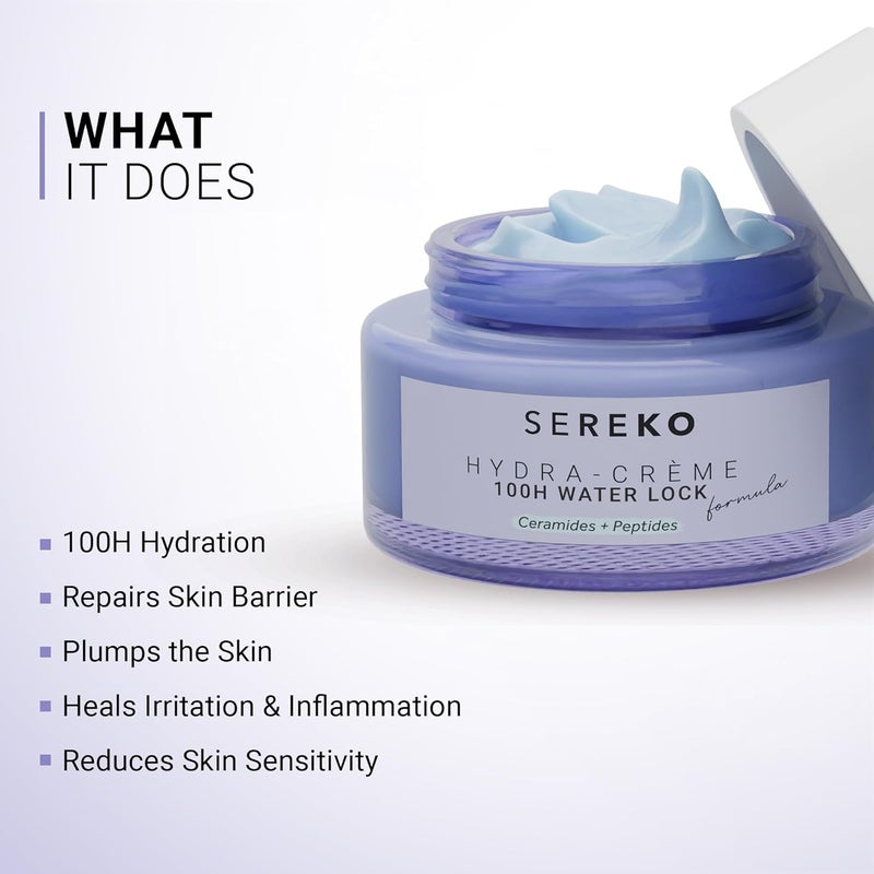 SEREKO Hydra Creme Ceramide Moisturizer Skin Barrier Repair Cream Long Lasting Hydration Up To 100 Hours Locks Moisture With Peptide Lightweight Gel Formula All Skin Types For Men  Women 50ml - Image 2