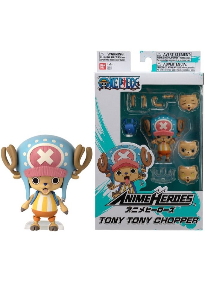 Bandai - Anime Heroes One Piece Tony Tony Chopper 4-Inches | Collectible Action Figure | Interchangeable Faces & Hands | Perfect Gift for Collectors, Manga & Anime Lovers! - Image 1