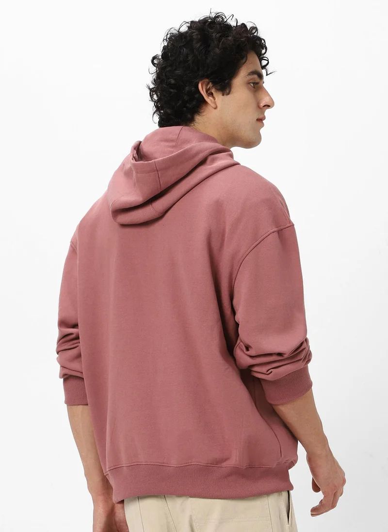 Urbano Fashion  Urbano Fashion Men's Old Rose Cotton Solid Oversized Hooded Neck Sweatshirt for Men | Best Price UAE