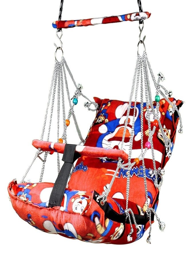 Mahi Enterprise? Cotton Swing for Kids Baby's Children Folding and Washable 1-3 Years with Safety Belt Home Garden Jhula for Babies for Indoor Outdoor(Multicolor) - Image 2