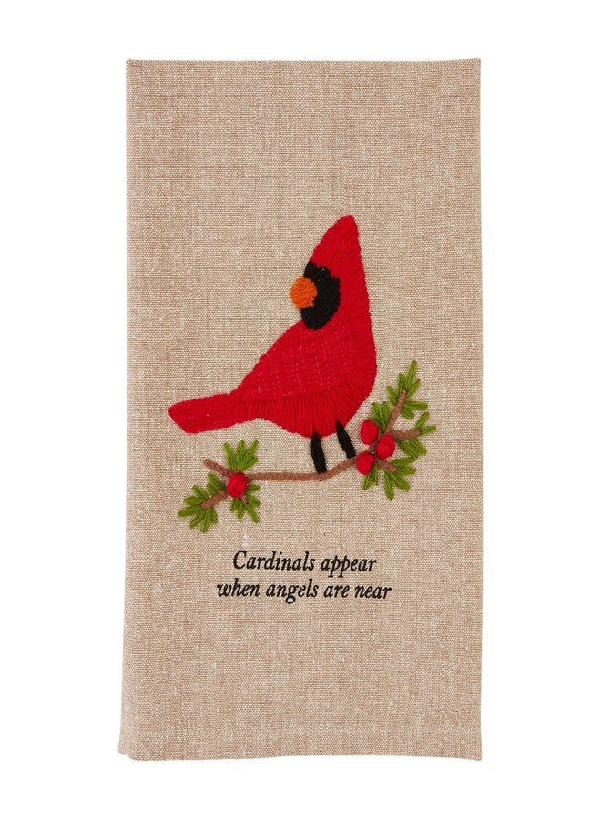 Mud Pie Cardinal Appear Embroidered Towel; 21" x 14"