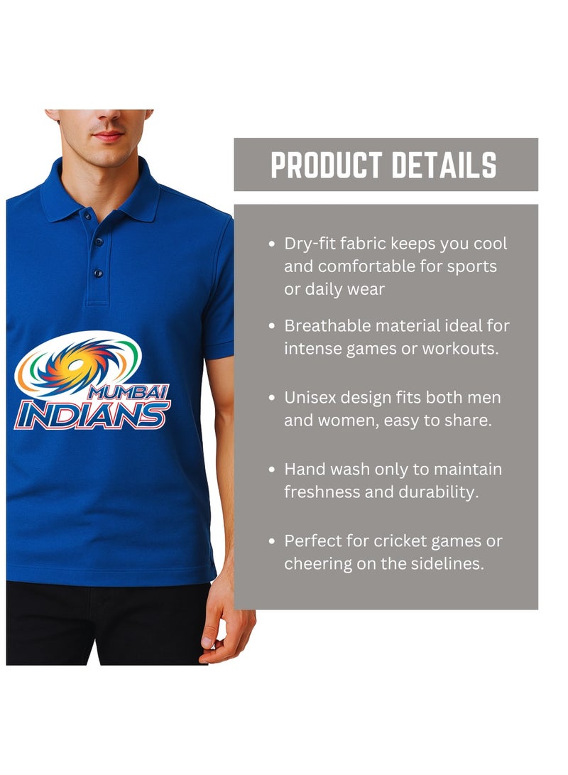 PRINTSHOP4ME Mumbai Indians Cricket Men's Dry-Fit Polo Neck T-Shirt|Tshirt With Cap|Soft&Breathable Sportswear For Cricket Lovers|Wear It For Games - Image 4