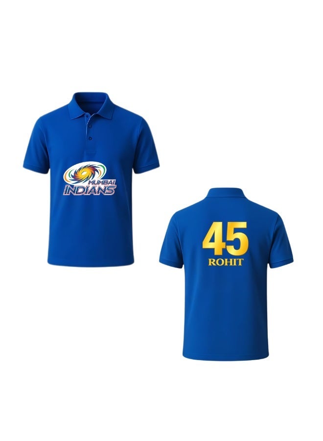 PRINTSHOP4ME Mumbai Indians Cricket Men's Dry-Fit Polo Neck T-Shirt|Tshirt With Cap|Soft&Breathable Sportswear For Cricket Lovers|Wear It For Games - Image 2