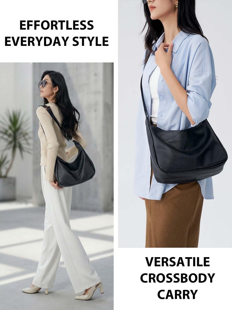 YDF Purses for Women Slouchy Shoulder Bag Hobo Bag Soft Vegan Leather Adjustable Wide Strap Crossbody Tote Multi Pocket Handbags - Image 3