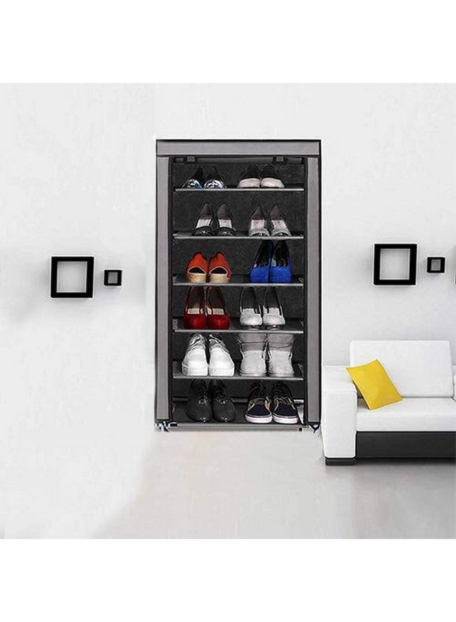 Ebee Grey 6 Shelves Collapsible Plastic Shoe Rack, 29.7 x 57.9 x 119.4 cm - Image 3