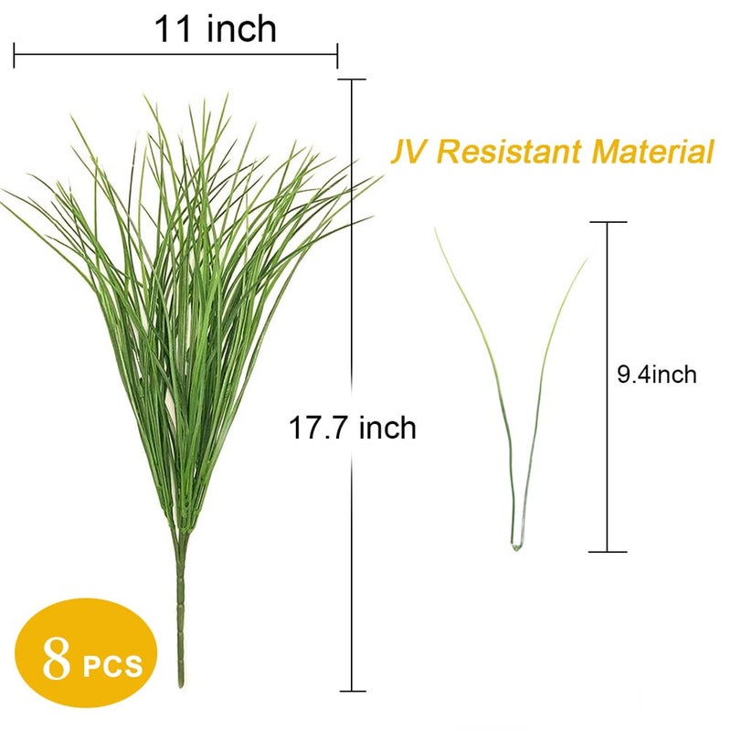 DVGUN 8 Bundles Artificial Grass Plants Fake Bushes Artificial Shrubs Wheat Grass Greenery for House Plastic Outdoor UV Resistant Faux Grass (Pack of 8) - Image 3