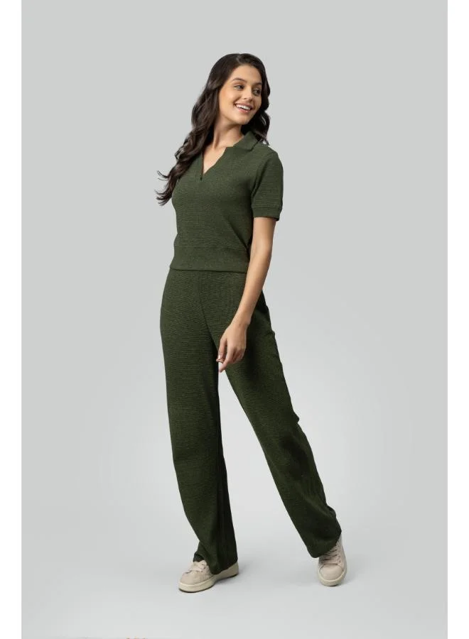 نسيسيرا Olive Ottoman Rib Polo Set