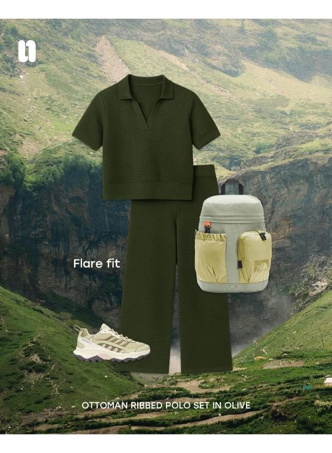 NeceSera Olive Ottoman Rib Polo Set