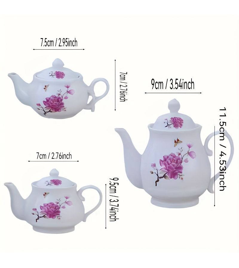 1pc Distinctive Printed Ceramic Teapot Adorned With Pink Floral Butterfly Patterns Peony 400ml Showcasing Chinese Elegant Aesthetics Suitable For Tea Brewing And Decorating Chinese Tea Space - Image 4