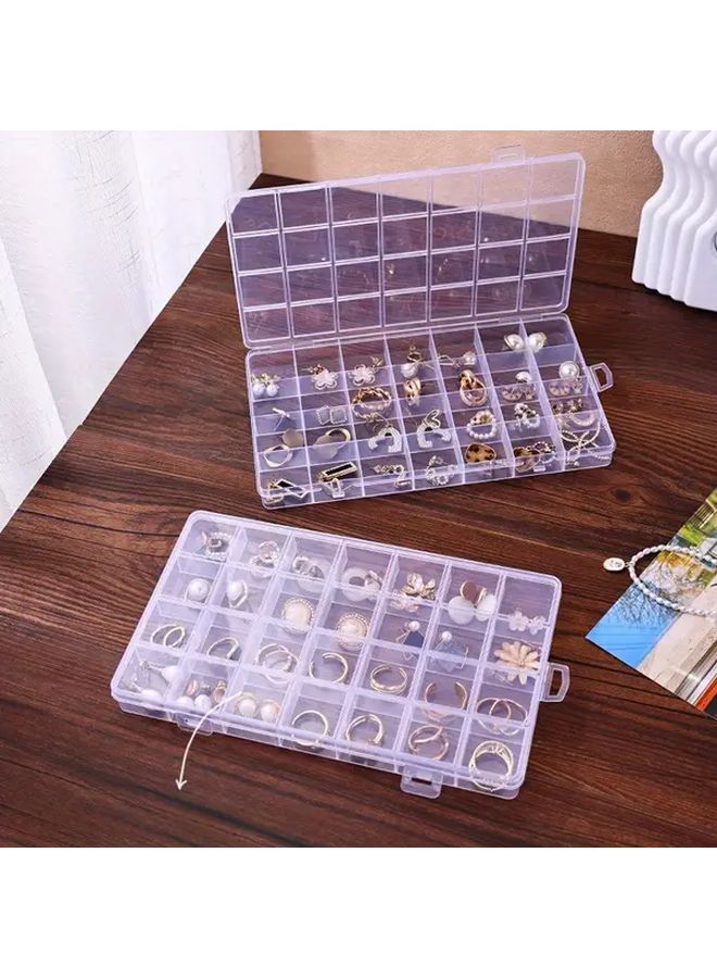 3pcs Modern 28 Grid Transparent Jewelry Storage Box with Fixed Partition - Image 2