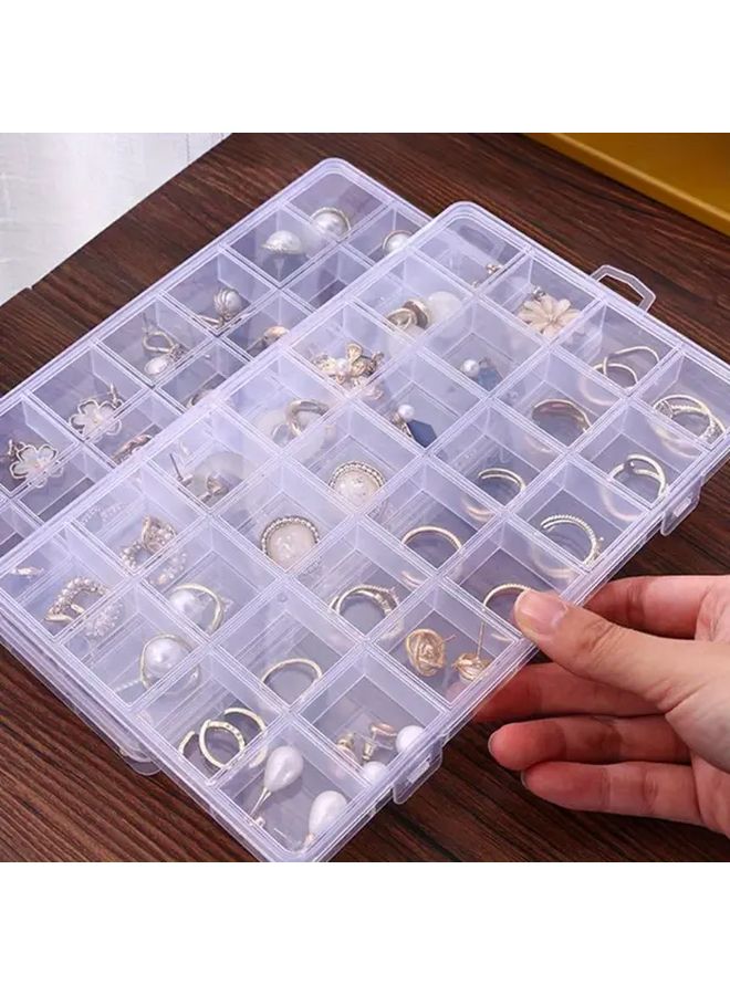 3pcs Modern 28 Grid Transparent Jewelry Storage Box with Fixed Partition - Image 5
