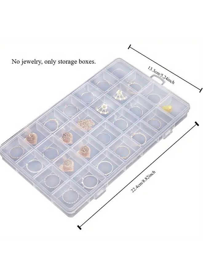 3pcs Modern 28 Grid Transparent Jewelry Storage Box with Fixed Partition - Image 3