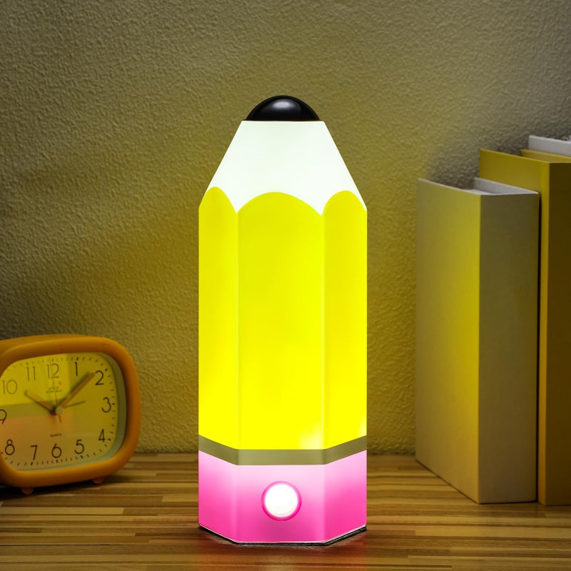 VIHOSE Classroom Pencil Lamp Glass LED Design Classroom Lamp for Teachers Students Gifts 11.4" Adjustable Multicolor Night Light Supplies for School Holiday Gift Desk Home Bedroom Table Decoration - Image 5