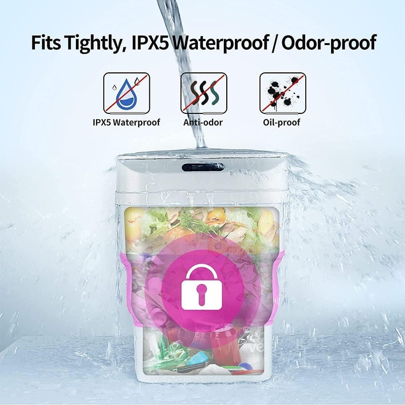 Fodgo TouchFree Automatic Smart Trash Container Adjustable Trash Basket with Waterproof Cover Small Trash Basket for Kitchen Bedroom Bathroom Office Home - Image 4