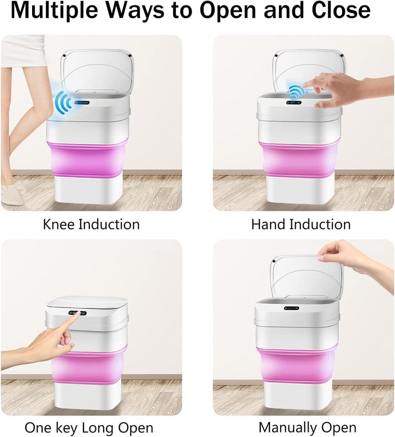 Fodgo TouchFree Automatic Smart Trash Container Adjustable Trash Basket with Waterproof Cover Small Trash Basket for Kitchen Bedroom Bathroom Office Home - Image 5