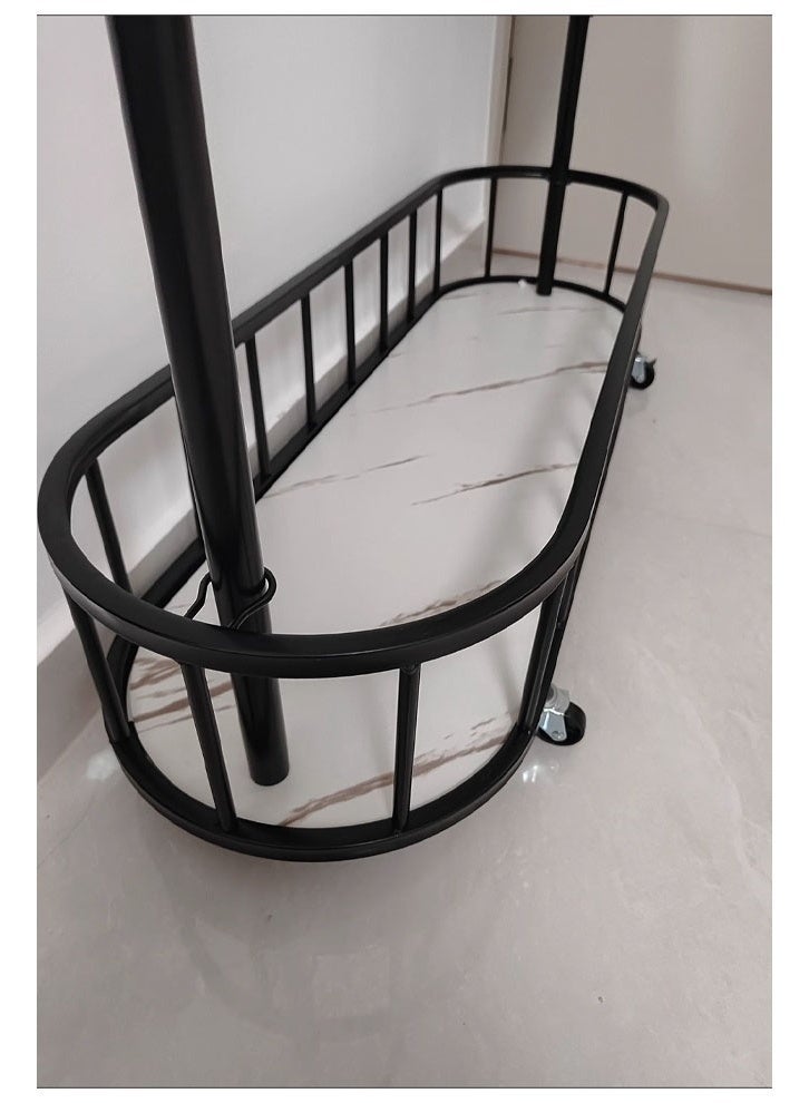 زي سي إم - هابي شماعة معاطف كبيرة سميكة، لون أسود أوبسيديان، 100 سم [مرآة دوارة، سلة تخزين بأربعة خطافات، عجلات عالمية] - Image 4