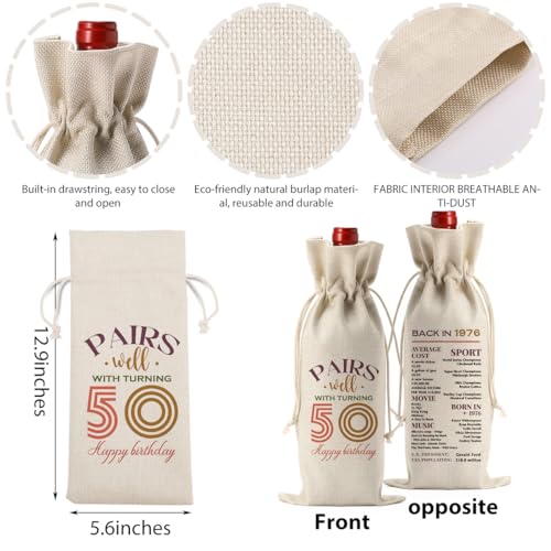 FBCCZEY Funny 50th Birthday Gifts for Women Her Men 50 Year Old Gifts for Women Wine Bag Happy Anniversary 50th Birthday Party Supplies Decorations Wine Bags for Mom Dad Grandma Coworker - 2026 - Image 2