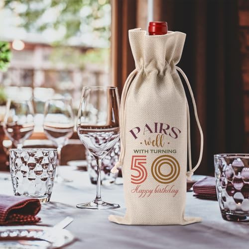 FBCCZEY Funny 50th Birthday Gifts for Women Her Men 50 Year Old Gifts for Women Wine Bag Happy Anniversary 50th Birthday Party Supplies Decorations Wine Bags for Mom Dad Grandma Coworker - 2026 - Image 4