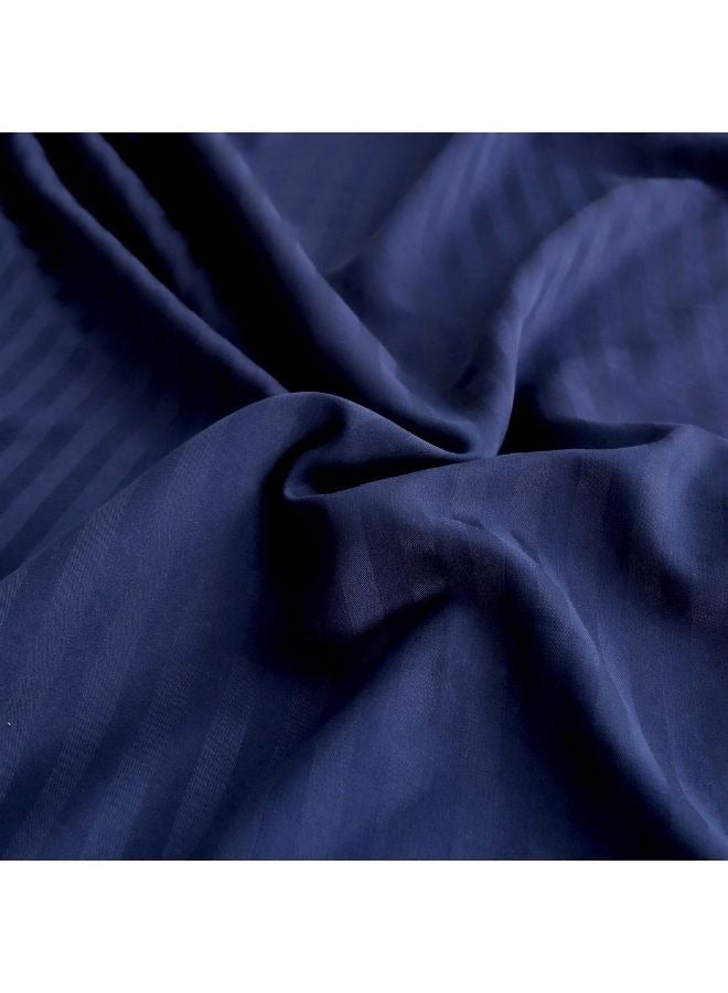 LUNA Home Premium Single size 4piece bed linen Satin stripedDark blue color.  - Image 4