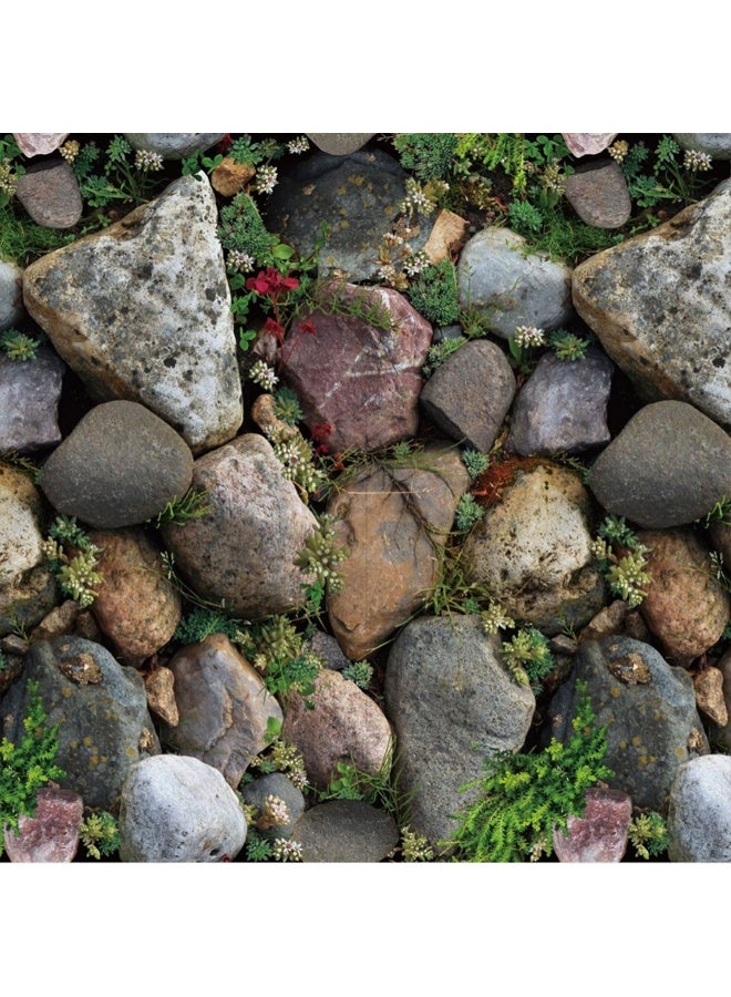 زيمي ورق حائط قابل للتقشير واللصق بتصميم عتيق من النباتات الخضراء والطوب الحجري - مقاوم للماء، قابل للإزالة، ذاتي اللصق، مناسب لتزيين المنزل بسهولة، وتجديد المطبخ، وتجديد الأثاث (45*500 سم) - Image 1