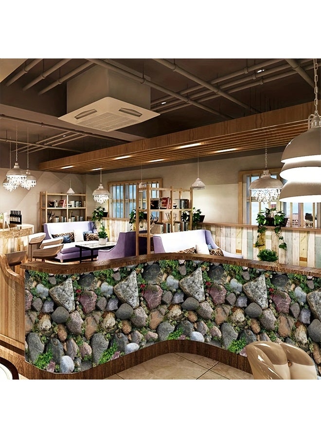 زيمي ورق حائط قابل للتقشير واللصق بتصميم عتيق من النباتات الخضراء والطوب الحجري - مقاوم للماء، قابل للإزالة، ذاتي اللصق، مناسب لتزيين المنزل بسهولة، وتجديد المطبخ، وتجديد الأثاث (45*500 سم) - Image 4