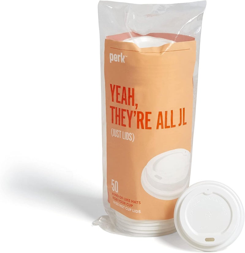 PERK Plastic Hot Cup Lid, 8 Oz., White - Image 1