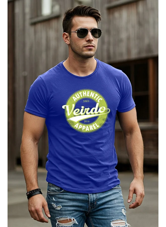 Veirdo Veirdo® Men's T-Shirt Regular Fit Round Neck Pure Cotton Half Sleeve Graphics Printed T-Shirt with Navy Blue Colour & XL Size