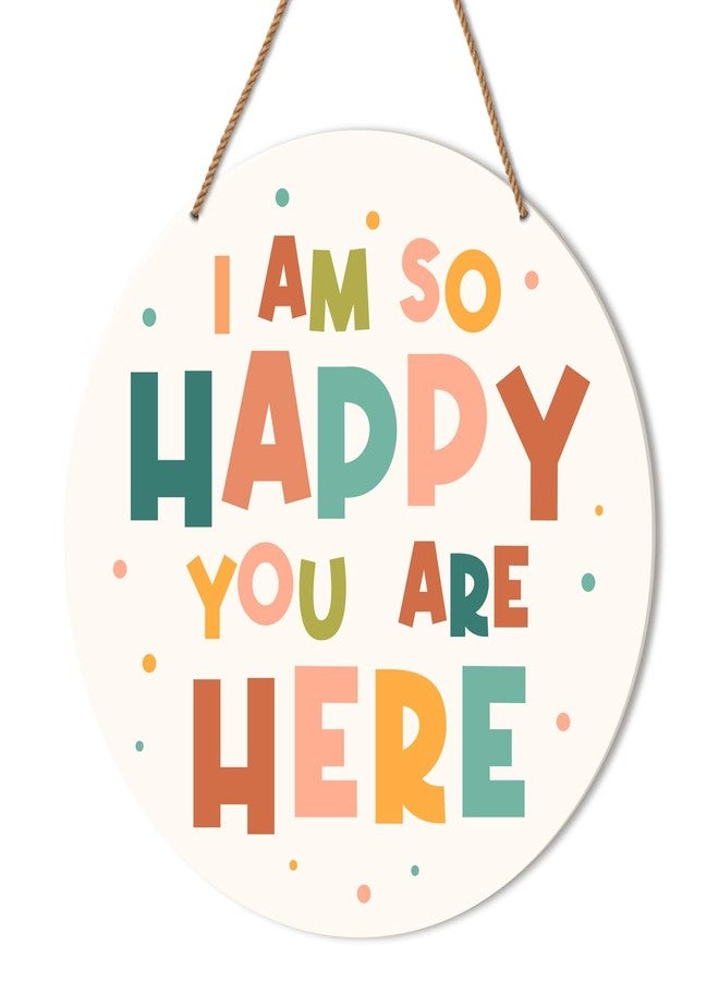 HSNBT Nursery Classroom Wall Decor, Boho kindergarten Classroom Positive Wall Decor Kids Room Playroom Hanging Sign Decoration, I Am So Happy You Are Here - Image 1