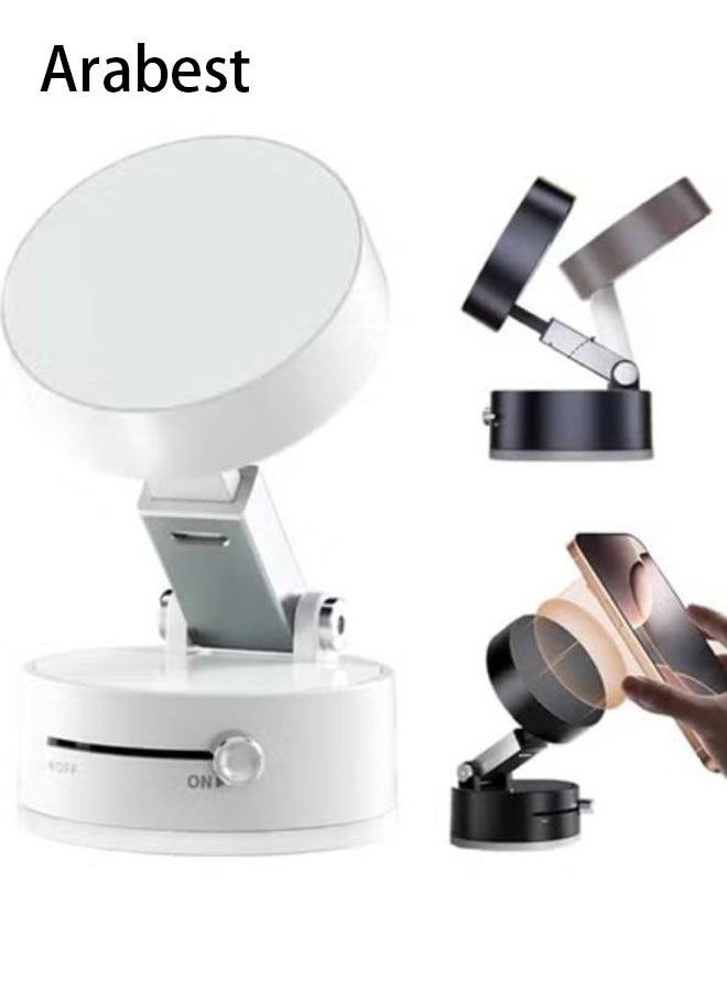 Arabest Phone Mount, AirGrip - Magnetic Vacuum Phone Holder, Adjustable Suction Vacuum Magnetic Phones Stand, Foldable and Retracting 360 Rotatable, for All Smartphones (White) - Image 1