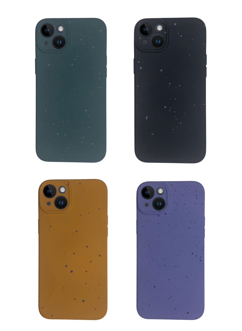 LEEKA iPhone 14 Plus 4 Covers Pack for iPhone 14 Plus Dotted Design bundel offer Pack Feel Glow Luxury PKK Silicone Case for apple (Multi Colour)  - Image 1