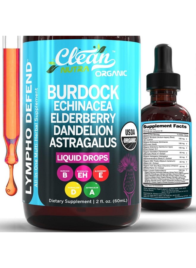 Clean Nutraceuticals Organic Lymphatic Drainage Supplement | Lymphatic Support Drops | Burdock Root Echinacea Elderberry Dandelion Astragalus Milk Thistle Sea Moss Red Clover Cleanse Marigold Drop by Clean Nutra - Image 1