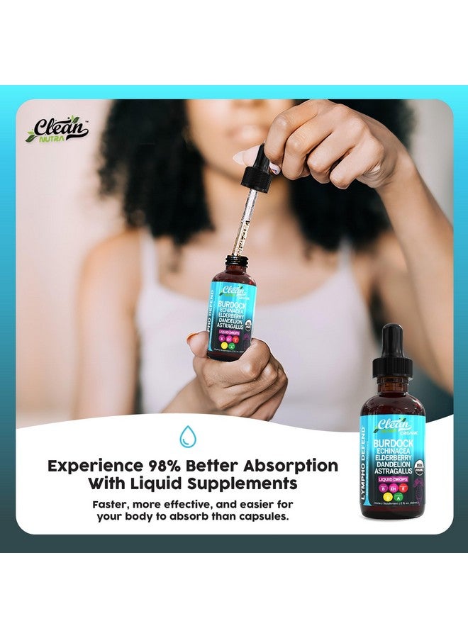 Clean Nutraceuticals Organic Lymphatic Drainage Supplement | Lymphatic Support Drops | Burdock Root Echinacea Elderberry Dandelion Astragalus Milk Thistle Sea Moss Red Clover Cleanse Marigold Drop by Clean Nutra - Image 4